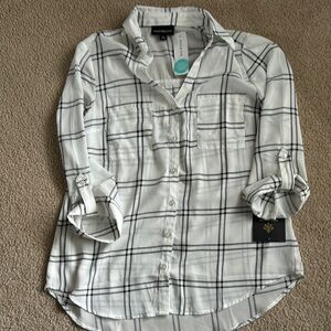 Plaid Button-Up Blouse Shirt